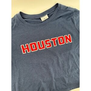 Where Im From Houston Texas Crop Top T Shirt Womens Large Navy Red White